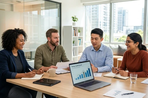 Meridian loan advisor reviewing documents with client